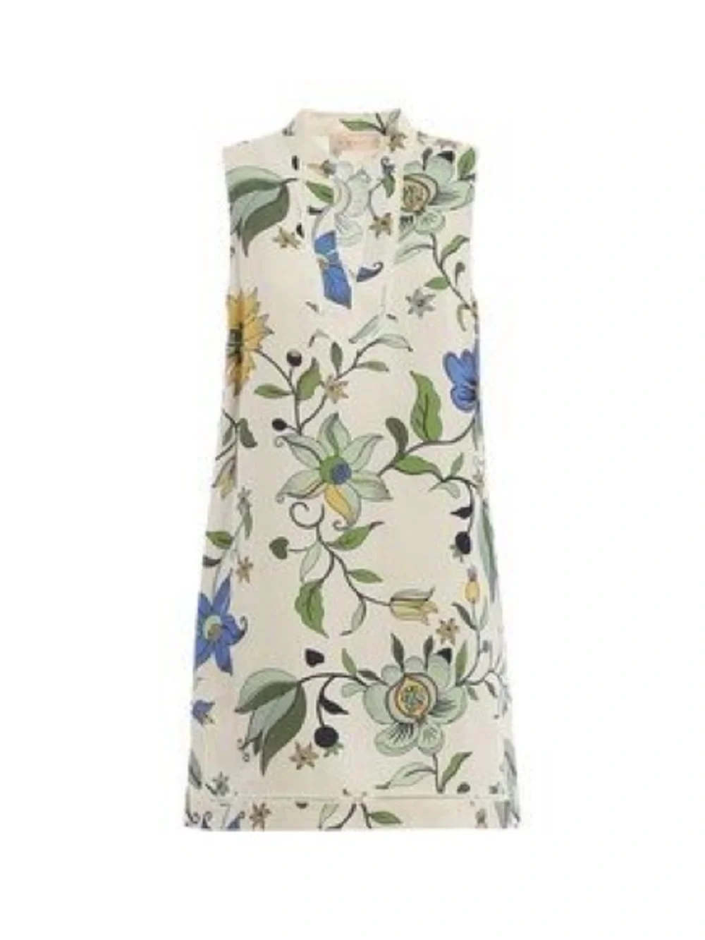 Tory Burch Linen Blend Sleeveless Floral Mini Dress Medium Casual Preppy Resort